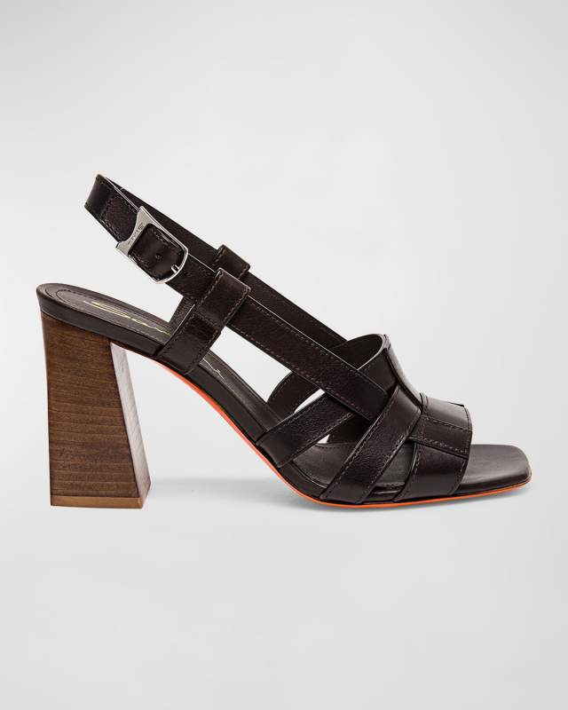 Venere Leather Block-Heel Mule Sandals